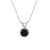 18k White Gold 6-Prong Basket Certified Round-cut Black Diamond Solitaire Pendant 0.75 ct. tw.