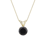 18k Yellow Gold 4-Prong Basket Certified Round-cut Black Diamond Solitaire Pendant 1.00 ct. tw.