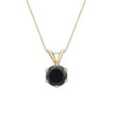 18k Yellow Gold 6-Prong Basket Certified Round-cut Black Diamond Solitaire Pendant 1.00 ct. tw.
