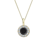 18k Yellow Gold Halo Certified Round-cut Black Diamond Solitaire Pendant 1.00 ct. tw.
