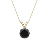 18k Yellow Gold 4-Prong Basket Certified Round-cut Black Diamond Solitaire Pendant 1.25 ct. tw.