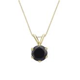 14k Yellow Gold 6-Prong Basket Certified Round-cut Black Diamond Solitaire Pendant 1.25 ct. tw.