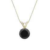14k Yellow Gold 4-Prong Basket Certified Round-cut Black Diamond Solitaire Pendant 1.50 ct. tw.