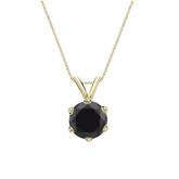 18k Yellow Gold 6-Prong Basket Certified Round-cut Black Diamond Solitaire Pendant 1.50 ct. tw.