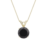 14k Yellow Gold 4-Prong Basket Certified Round-cut Black Diamond Solitaire Pendant 2.00 ct. tw.