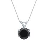 18k White Gold 6-Prong Basket Certified Round-cut Black Diamond Solitaire Pendant 2.00 ct. tw.