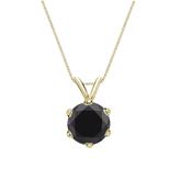14k Yellow Gold 6-Prong Basket Certified Round-cut Black Diamond Solitaire Pendant 2.00 ct. tw.