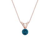 14k Rose Gold 4-Prong Basket Certified Round-cut Blue Diamond Solitaire Pendant 0.17 ct. tw. (SI1-SI2)