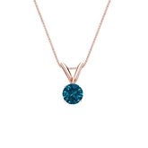 14k Rose Gold 4-Prong Basket Certified Round-cut Blue Diamond Solitaire Pendant 0.25 ct. tw. (SI1-SI2)