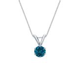 18k White Gold 6-Prong Basket Certified Round-cut Blue Diamond Solitaire Pendant 0.25 ct. tw. (SI1-SI2)