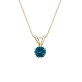 18k Yellow Gold 6-Prong Basket Certified Round-cut Blue Diamond Solitaire Pendant 0.25 ct. tw. (SI1-SI2)