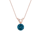 14k Rose Gold 4-Prong Basket Certified Round-cut Blue Diamond Solitaire Pendant 0.38 ct. tw. (SI1-SI2)