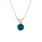 14k Yellow Gold 4-Prong Basket Certified Round-cut Blue Diamond Solitaire Pendant 0.38 ct. tw. (SI1-SI2)