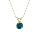 14k Yellow Gold Bezel Certified Round-cut Blue Diamond Solitaire Pendant 0.38 ct. tw. (SI1-SI2)