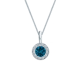 14k White Gold Halo Certified Round-cut Blue Diamond Solitaire Pendant 0.38 ct. tw. (SI1-SI2)