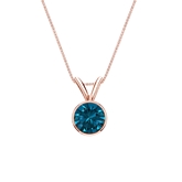 14k Rose Gold Bezel Certified Round-cut Blue Diamond Solitaire Pendant 0.50 ct. tw. (SI1-SI2)