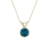 14k Yellow Gold Bezel Certified Round-cut Blue Diamond Solitaire Pendant 0.50 ct. tw. (SI1-SI2)