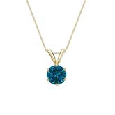 14k Yellow Gold 6-Prong Basket Certified Round-cut Blue Diamond Solitaire Pendant 0.50 ct. tw. (SI1-SI2)