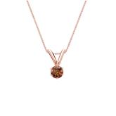 14k Rose Gold 6-Prong Basket Certified Round-cut Brown Diamond Solitaire Pendant 0.13 ct. tw. (SI1-SI2)