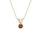 18k Yellow Gold 6-Prong Basket Certified Round-cut Brown Diamond Solitaire Pendant 0.13 ct. tw. (SI1-SI2)