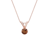14k Rose Gold 4-Prong Basket Certified Round-cut Brown Diamond Solitaire Pendant 0.17 ct. tw. (SI1-SI2)