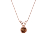 14k Rose Gold Bezel Certified Round-cut Brown Diamond Solitaire Pendant 0.17 ct. tw. (SI1-SI2)
