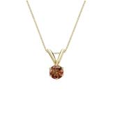 14k Yellow Gold 6-Prong Basket Certified Round-cut Brown Diamond Solitaire Pendant 0.17 ct. tw. (SI1-SI2)