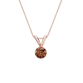 14k Rose Gold 4-Prong Basket Certified Round-cut Brown Diamond Solitaire Pendant 0.25 ct. tw. (SI1-SI2)