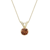 14k Yellow Gold Bezel Certified Round-cut Brown Diamond Solitaire Pendant 0.25 ct. tw. (SI1-SI2)
