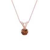 14k Rose Gold 6-Prong Basket Certified Round-cut Brown Diamond Solitaire Pendant 0.25 ct. tw. (SI1-SI2)