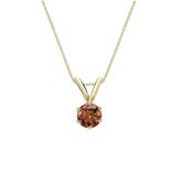 18k Yellow Gold 6-Prong Basket Certified Round-cut Brown Diamond Solitaire Pendant 0.25 ct. tw. (SI1-SI2)