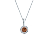 18k White Gold Halo Certified Round-cut Brown Diamond Solitaire Pendant 0.25 ct. tw. (SI1-SI2)