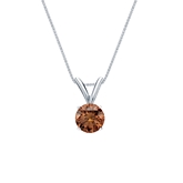18k White Gold 4-Prong Basket Certified Round-cut Brown Diamond Solitaire Pendant 0.38 ct. tw. (SI1-SI2)