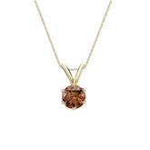 18k Yellow Gold 6-Prong Basket Certified Round-cut Brown Diamond Solitaire Pendant 0.38 ct. tw. (SI1-SI2)