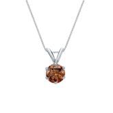 18k White Gold 6-Prong Basket Certified Round-cut Brown Diamond Solitaire Pendant 0.50 ct. tw. (SI1-SI2)