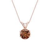 14k Rose Gold 6-Prong Basket Certified Round-cut Brown Diamond Solitaire Pendant 0.75 ct. tw. (SI1-SI2)