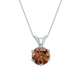 18k White Gold 6-Prong Basket Certified Round-cut Brown Diamond Solitaire Pendant 1.00 ct. tw. (SI1-SI2)