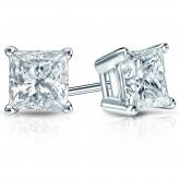 Certified Princess-Cut Diamond Stud Earrings in Platinum 4-Prong Basket 6.20ct