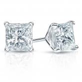 Certified Princess-Cut Diamond Stud Earrings in Platinum 4-Prong Martini 6.20ct