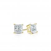 Certified 14k Yellow Gold 4-Prong Basket Princess-Cut Diamond Stud Earrings 0.25 ct. tw. (I-J, I1-I2)