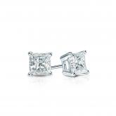 Certified 14k White Gold 4-Prong Basket Princess-Cut Diamond Stud Earrings 0.33 ct. tw. (G-H, VS1-VS2)
