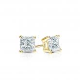 Certified 14k Yellow Gold 4-Prong Basket Princess-Cut Diamond Stud Earrings 0.33 ct. tw. (I-J, I1-I2)