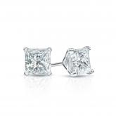 Natural Diamond Stud Earrings Princess 0.40 ct. tw. (I-J, I1) 14k White Gold 4-Prong Martini