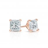 Lab Grown Diamond Stud Earrings Princess 0.50 ct. tw. (F-G, VS) 14k Rose Gold 4-Prong Martini