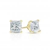 Natural Diamond Stud Earrings Princess 0.50 ct. tw. (H-I, SI1-SI2) 14k Yellow Gold 4-Prong Martini