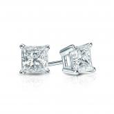 Natural Diamond Stud Earrings Princess 0.62 ct. tw. (G-H, VS1-VS2) 14k White Gold 4-Prong Basket