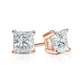 Natural Diamond Stud Earrings Princess 0.75 ct. tw. (I-J, I1) 14k Rose Gold 4-Prong Basket
