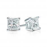 Certified Platinum 4-Prong Basket Princess-Cut Diamond Stud Earrings 0.75 ct. tw. (G-H, SI1)