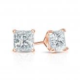 Lab Grown Diamond Stud Earrings Princess 0.75 ct. tw. (H-I, VS) 14k Rose Gold 4-Prong Martini