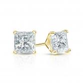 Certified 14k Yellow Gold 4-Prong Martini Princess-Cut Diamond Stud Earrings 0.75 ct. tw. (G-H, SI1)